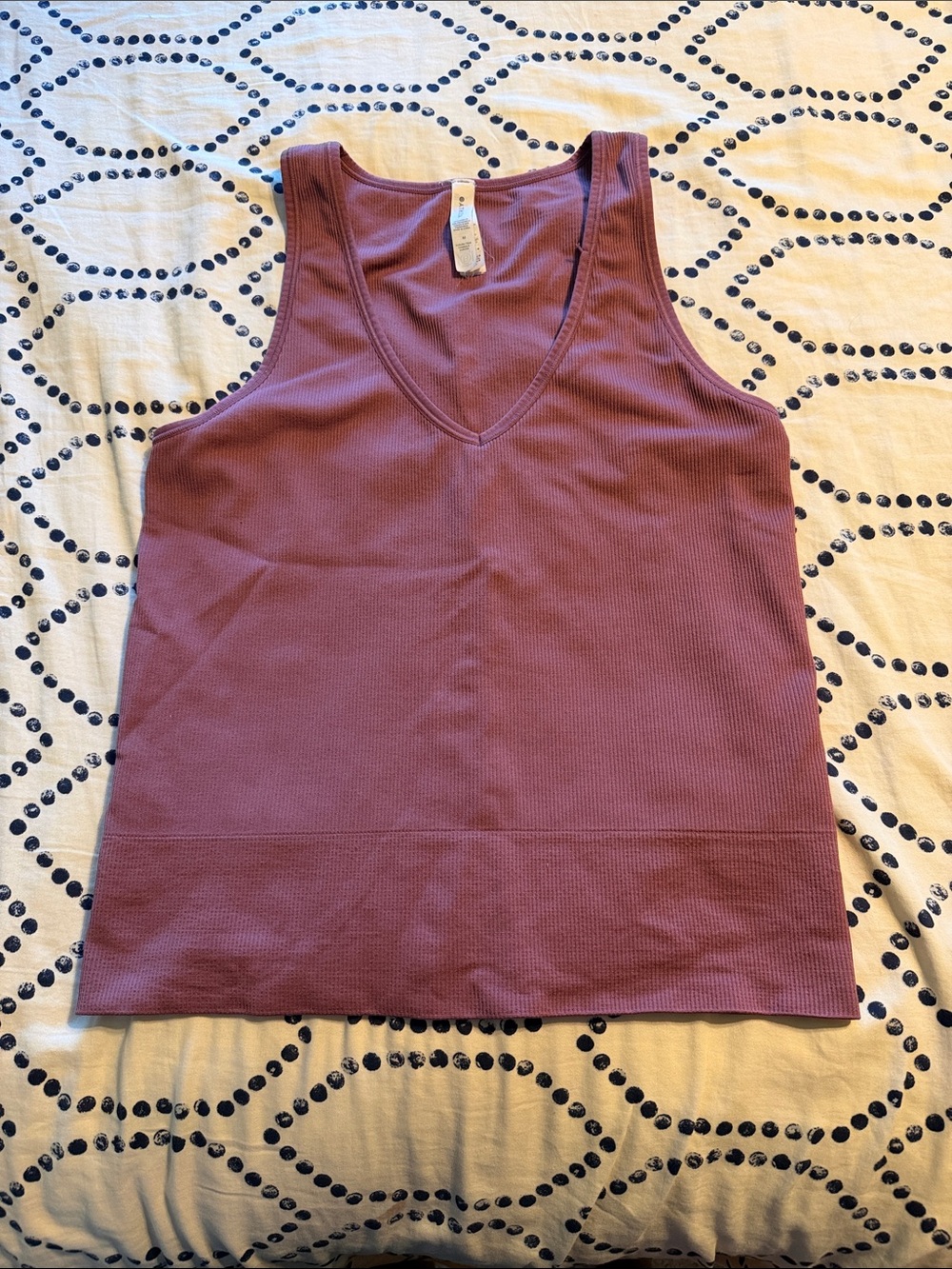 Athleta Ribbed V-Neck Crop Tank - Dusty Mauve